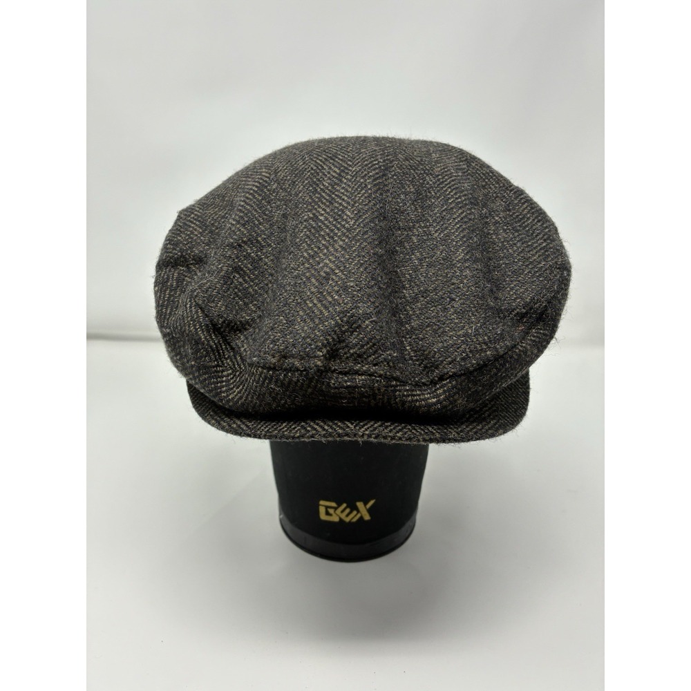 Vintage Broner Newsboy Cap Brown Herringbone Wool Blend Tweed Hat Peaky Blinders